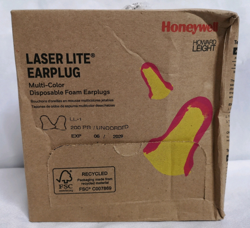 200 New Honeywell Laser Lite Earplugs Noise Reduction Rating 32 Decibels - Uncorded