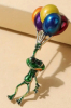 Timeless Rhinestone Enamel Frog Brooch Frog Brooch with Balloons - 3