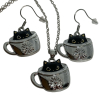 Adorable Peeking Black Cat in Cup Necklace Earring Set - 2