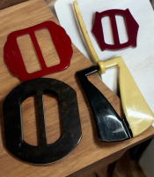 Four Vintage Belt Buckles Various Sizes Colours