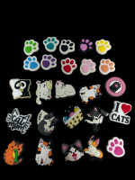 25 Piece Whimsical Cat and Paw Print Shoe Charm Set
