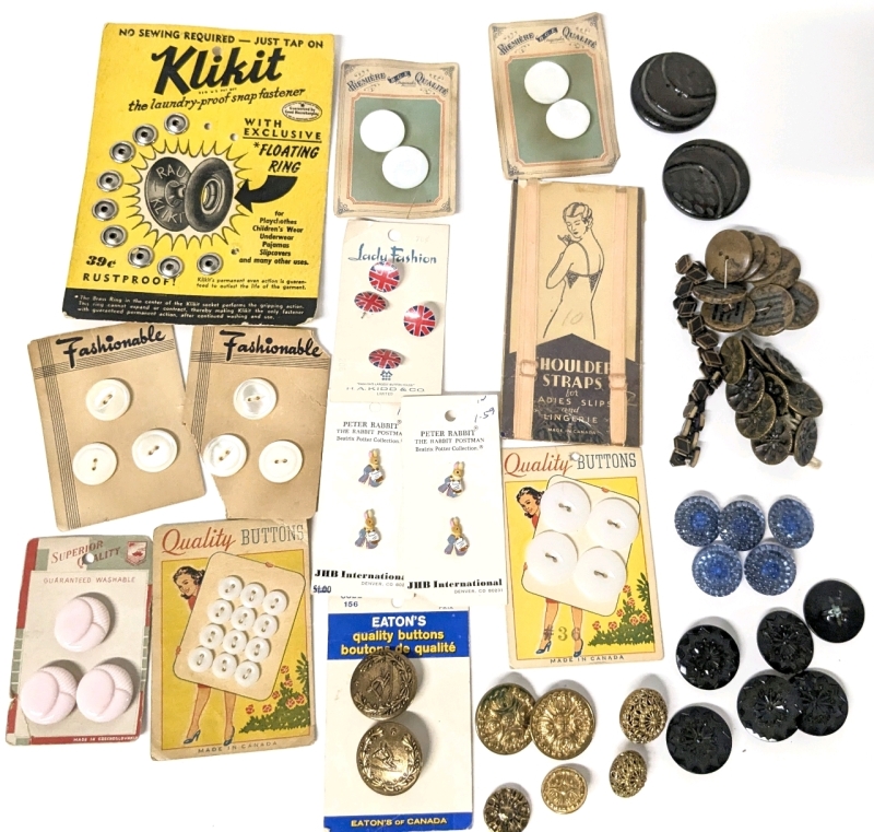 Stellar Vintage Buttons (incl Licensed Peter Rabbit) & Assorted Sewing Notions | Up to 1.75" Diameter