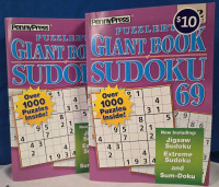 2 New | PennyPress Puzzler's Giant Paperback Book Of Sodoku 69 | Over 1000 Puzzles In Each Book | Measures 10¾" Tall