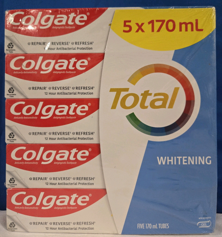 5 New | Colegate Total Whitening Toothpaste Tube's 170ml Each