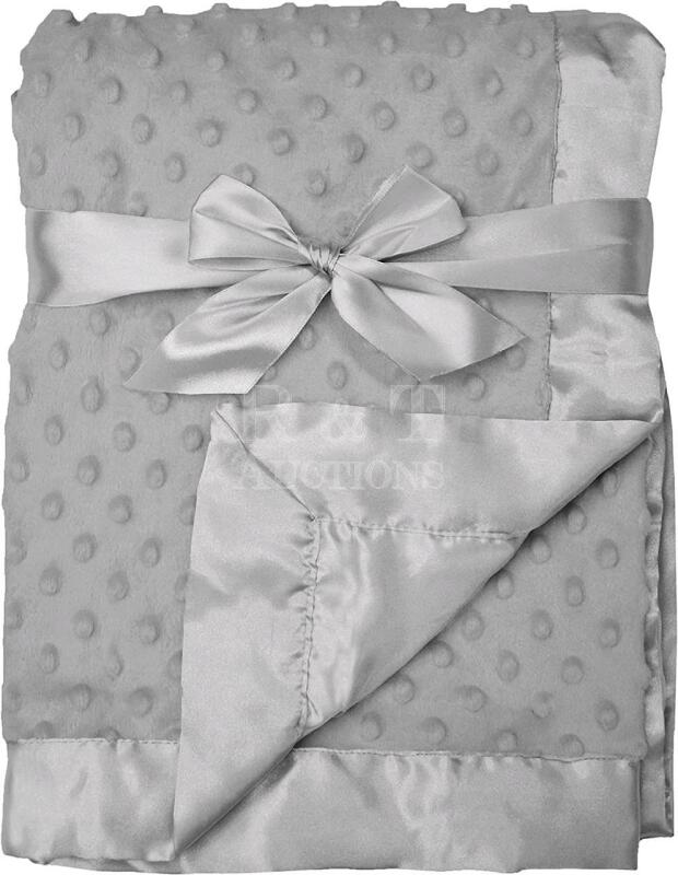 New AMERICAN BABY Minky Dit Satin Reversible Blanket 30" x 40"