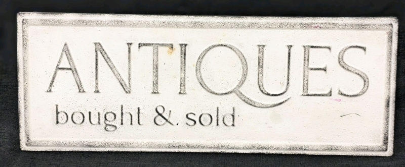 Large ANTIQUES Bought & Sold Textured Tin Sign | 24.75" x 9"