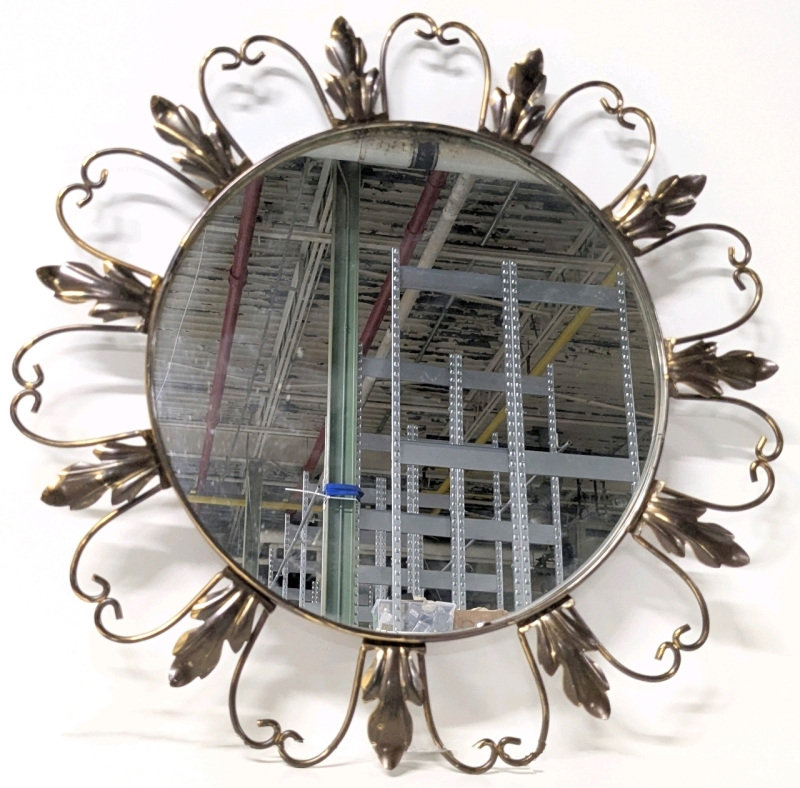 Neat Mid Century Modern Wall Mirror | 18" Diameter