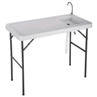 New - Gymax Portable Fish Hunting Cleaning Cutting Table Folding Camping , measures 45''x 23.6''x 37.4''(L x W x H) . Retail $135 . Model # OP2767 Stock photos used