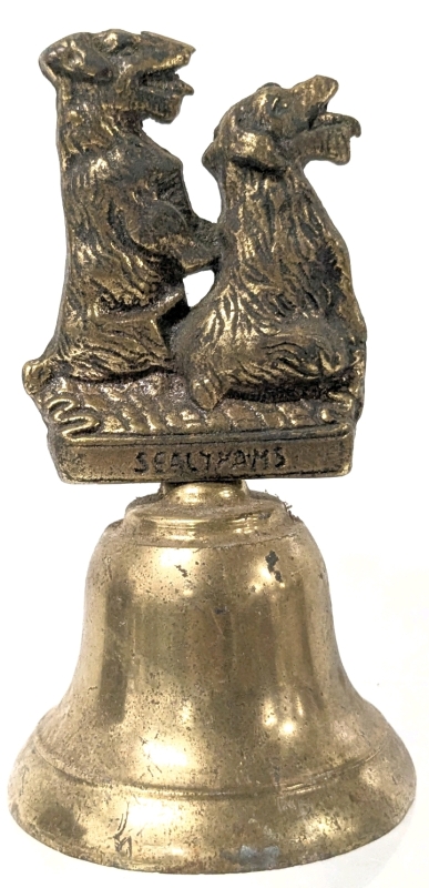 Vintage Brass England Sealyhams Terrier Dogs Bell | 4.6" Tall