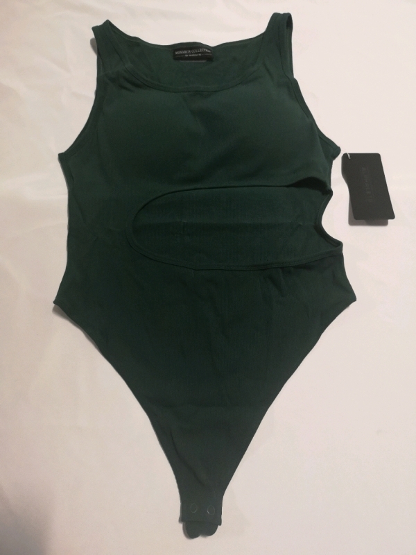 New ALPHALETE Monarch Collection Cut Out Bodysuit: Size XXL (Emerald)