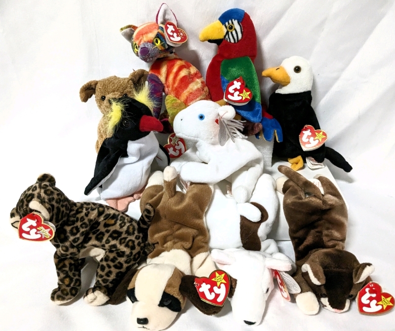 10 Vintage TY BEANIE BABIES with Tags.