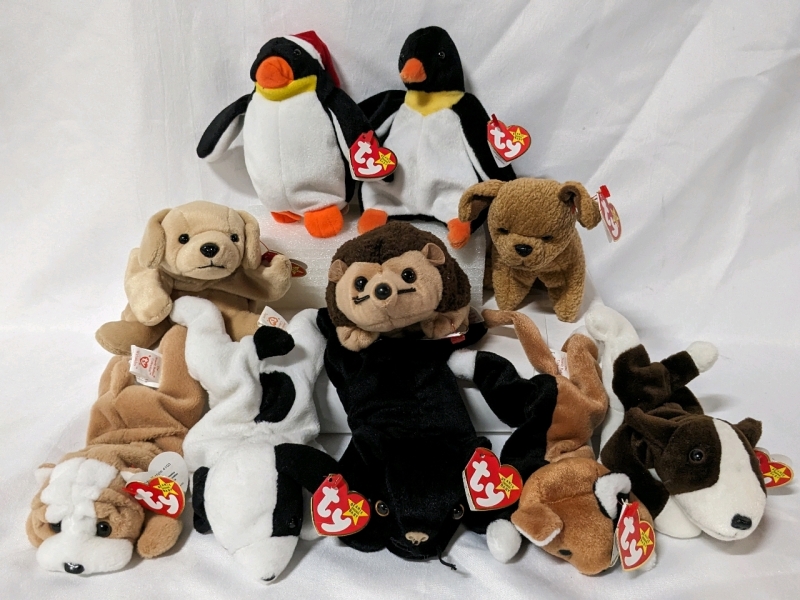 10 Vintage TY BEANIE BABIES with Tags.