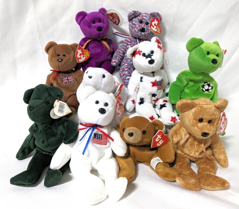 10 Vintage TY BEANIE BABIES with Tags.