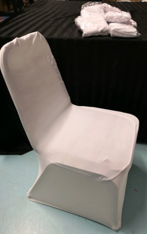 8 New White Chair Covers - Stretchy Fabric