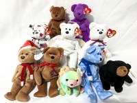 10 Vintage TY BEANIE BABIES with Tags (Halo w Black Nose & Tag Errors)