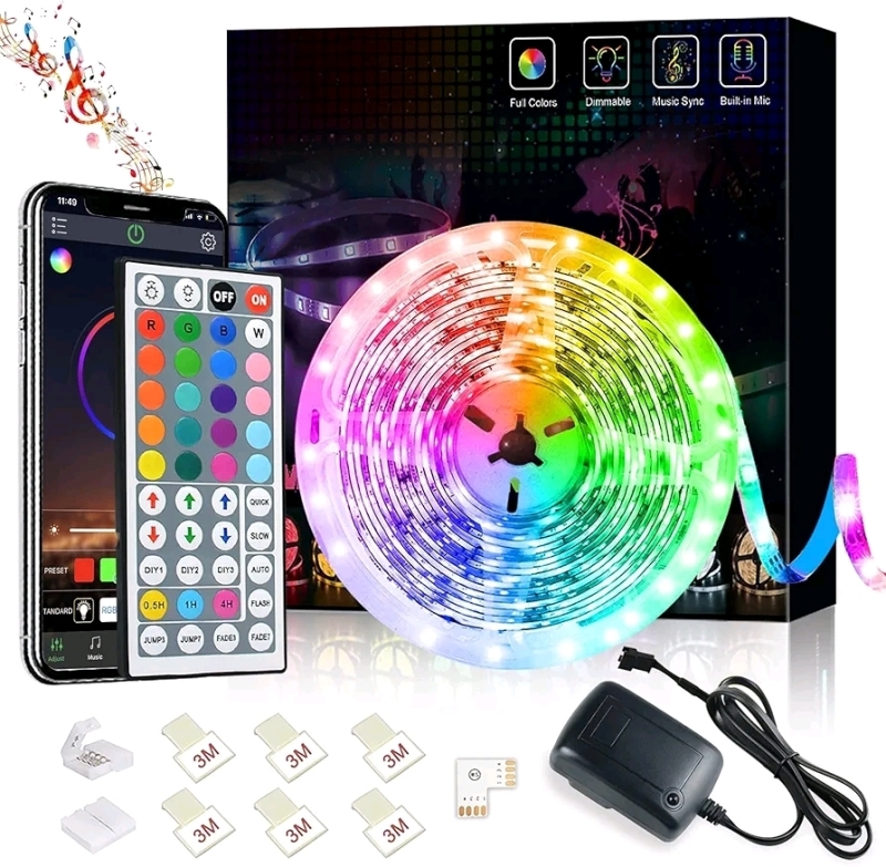 New Led Strip Lights 16.8ft Dimmable with Remote Multi-Colour