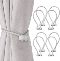 8 New Magnetic Curtain Tiebacks in White