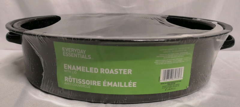 New Everyday Essentials Enamel Roasting Pan with Lid - 16" L x 12" W x 4" H