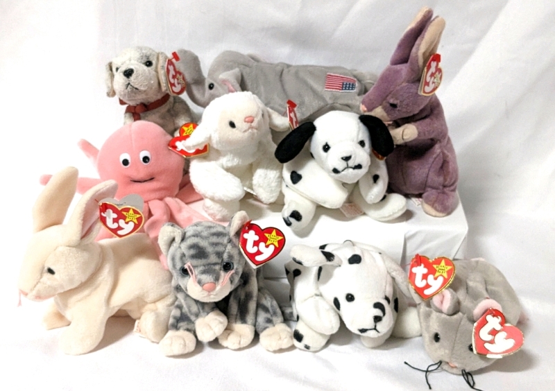 10 Vintage TY BEANIE BABIES with Tags.