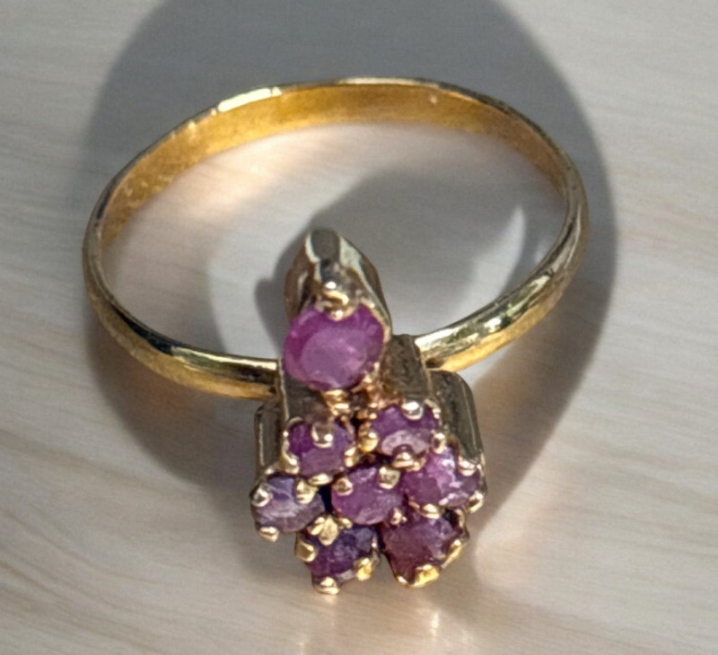 Lovely Prong Set Unique Ring with Ruby Stones Size 6.5