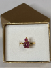 Lovely Prong Set Unique Ring with Ruby Stones Size 6.5 - 2
