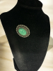 Green Czeck Peking Glass Raised Brooch - 2