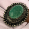 Green Czeck Peking Glass Raised Brooch - 3