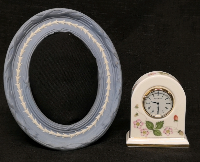 Wedgwood Picture Frame 6.5" Tall & Desk Clock 3.4" Tall