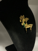 Enamel Reindeer Dangle Bells on Antlers Brooch - 3