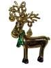 Enamel Reindeer Dangle Bells on Antlers Brooch - 4