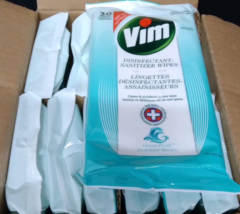 12 Vim 30pack Disinfectant Sanitizer Wipes Ocean Fresh