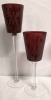 Ruby Red Glass Candle Holders - Tallest 13.75" - 2