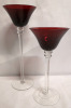 Ruby Red Glass Candle Holders - Tallest 13.75" - 3