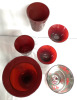 Ruby Red Glass Candle Holders - Tallest 13.75" - 4
