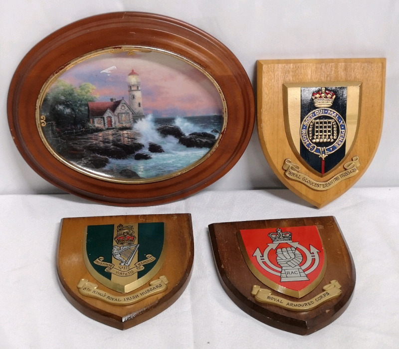 Vintage Collector Framed Plate & Wall Plaques Royal Armoured Corps. +