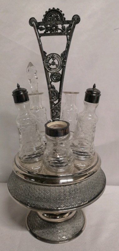 Toronto S.P. Company Silver Plate Cruet Set - 17.25" Tall