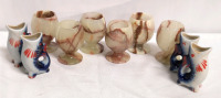 4 Russian Fish Design Drink Cups + 8 Glasses