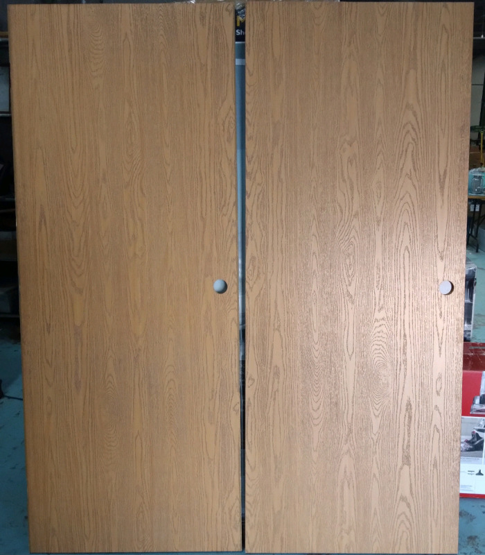 80x32" Interior Oak Wooden Doors with Pre Cut Doorknobs And Door Hinges Some Wear on the Edges