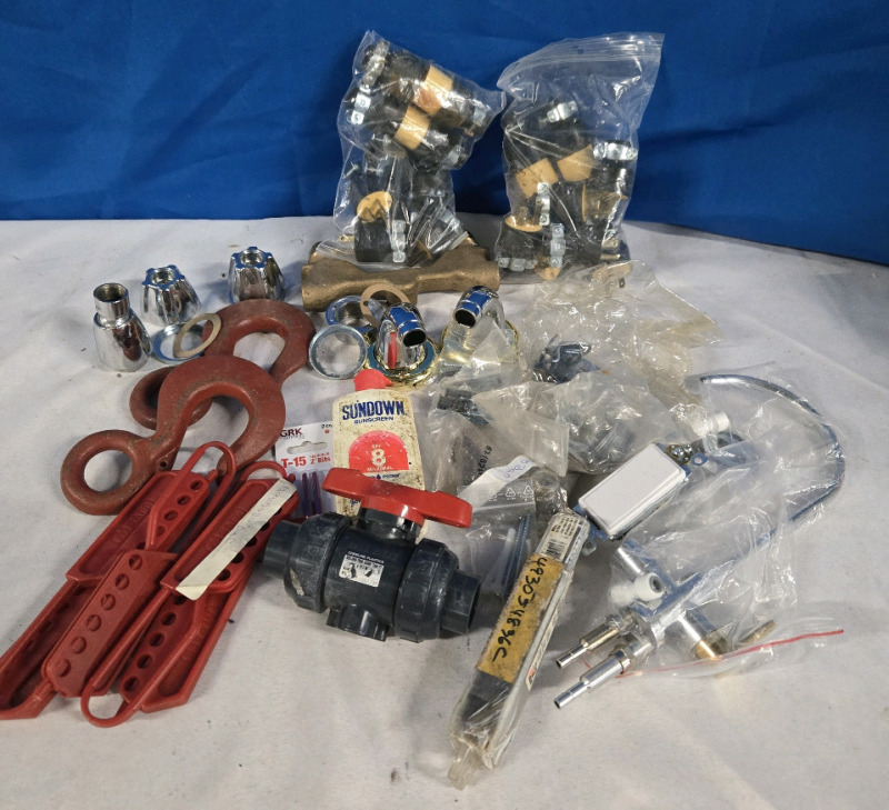 40+ Pcs Handy Man Lot | Includes But Isn't Lmited To; Sink / Plumbing Accessories, Bits, Metal Hooks, Hardware & More!