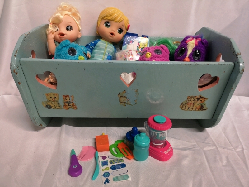 Baby Alive Dolls + Wooden Crib + Hatchimals