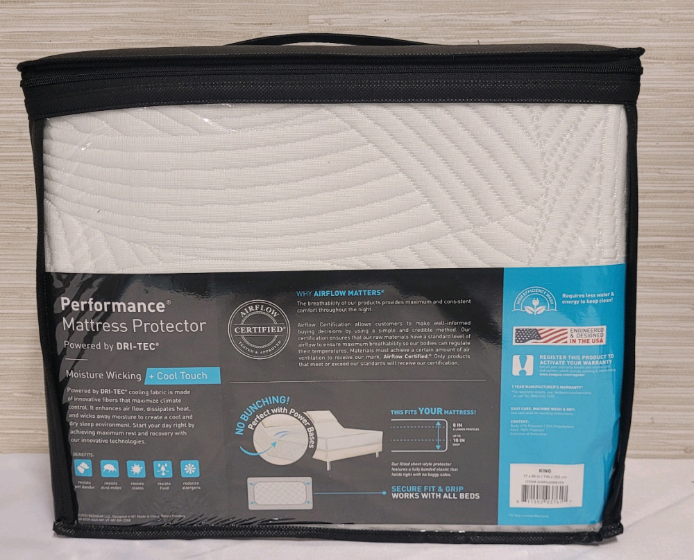 New Bedgear Performance Mattress Protector , Moisture Wicking Cool