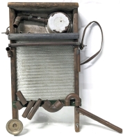 Unique Vintage Washboard Instrument Once a Part of a Bluegrass One-Man-Band w Strange Electrical Bits & Pipes | 12.15" x 23.5" Tall