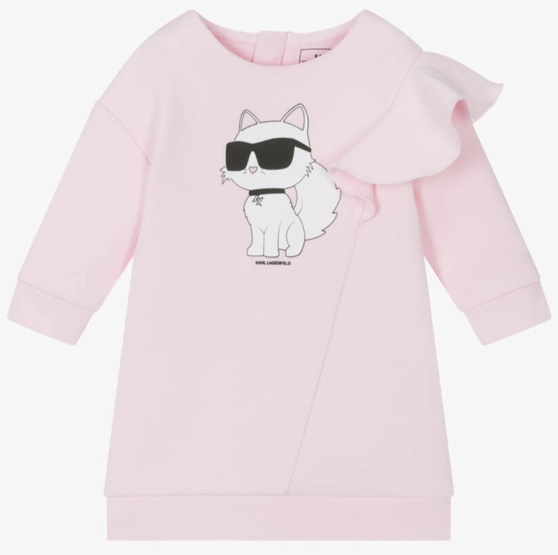 New Size 3Y / 94cm | KARL LAGERFELD KIDS Girls Pink Choupette Sweatshirt Dress