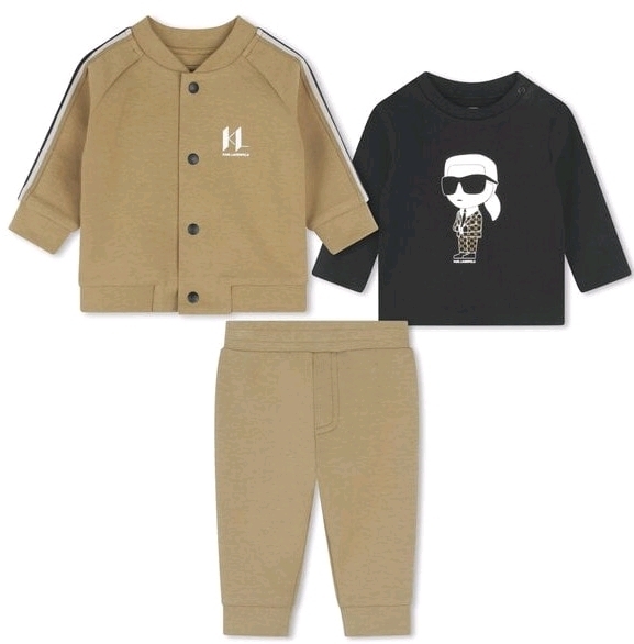 New Size 3Y / 108cm | KARL LAGERFELD KIDS 3-Piece Camel Jogging Set With Ikonik Karl Illustration | Retails for Over $200!