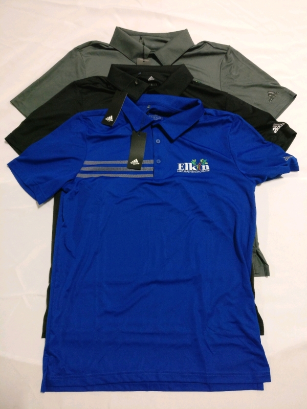 3 New Adidas Men's Golf Shirts sz Medium- With Sponsor