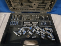 35+ Assorted Socket Lot + Plastic Carry Case | Includes Sockets 9mm-17mm & 7/16 - 1/2 | Case has Double Sided Socket Storage