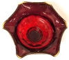 1970s Unsigned Viking Red & CADMIUM Glass Epic Line Crimped Footed Compote | 5.5" Tall | Rim Glows Under Black Light! - 4