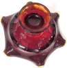 1970s Unsigned Viking Red & CADMIUM Glass Epic Line Crimped Footed Compote | 5.5" Tall | Rim Glows Under Black Light! - 5