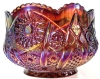 Unsigned Indiana Glass Iridescent CADMIUM & Red Glass Bowl | 6.75" Diameter x 4.25" Tall | Glows Under Black Light!