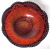 Unsigned Indiana Glass Iridescent CADMIUM & Red Glass Bowl | 6.75" Diameter x 4.25" Tall | Glows Under Black Light! - 2